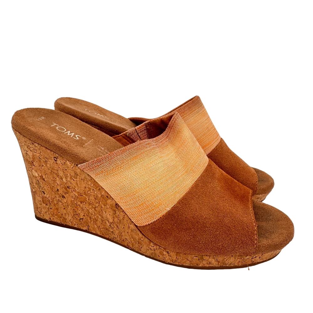Toms Sunset Orange and Brown Wedge Heels